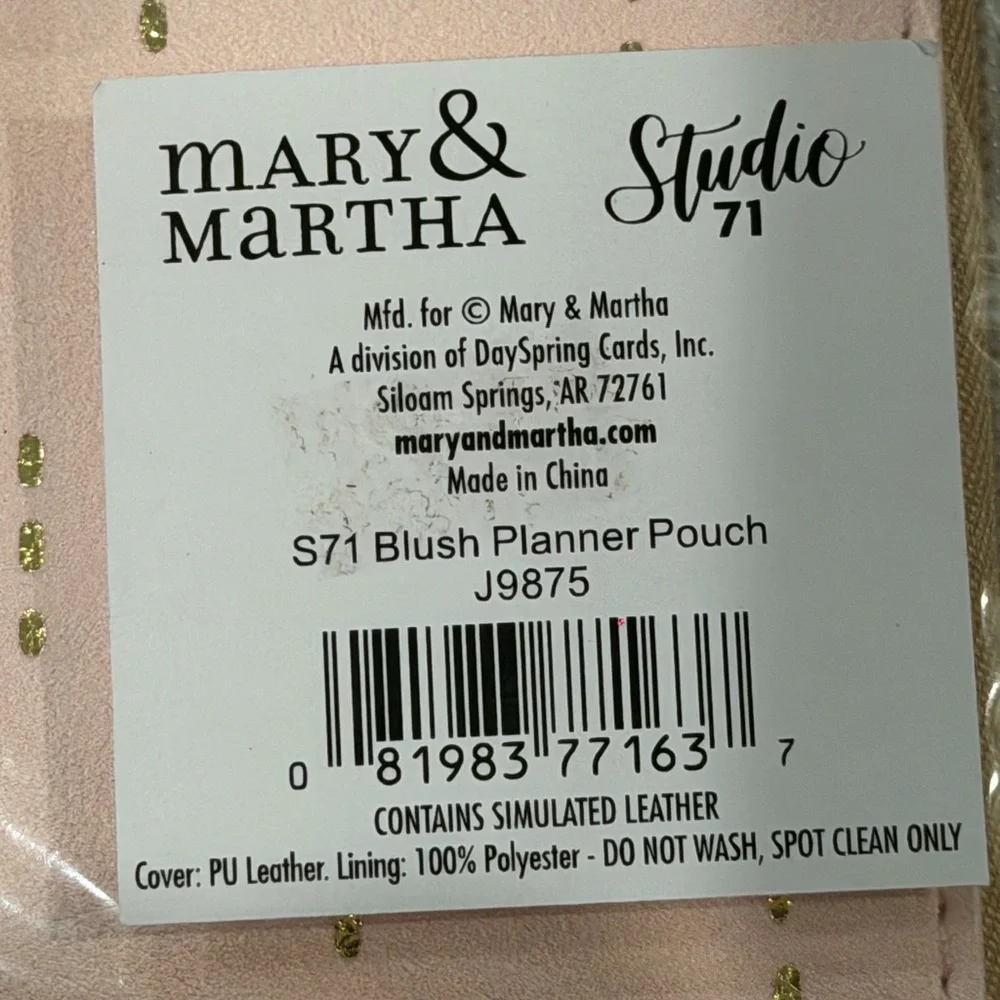Mary & Martha Blush Pink Planner Pouch